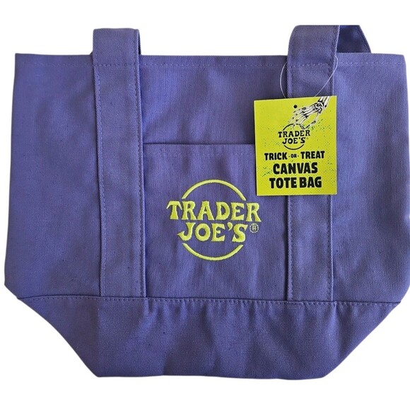 Trader Joe's NWT Ltd Ed Halloween Mini Canvas Collectible Tote, Purple - Picture 1 of 4